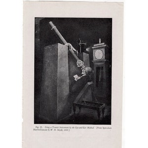 c. 1946 TRANSIT INSTRUMENT ANTIEKE litho - originele vintage hemelse astronomie print