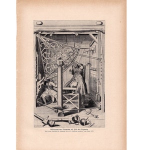 c. 1900 ASTRONOMICAL QUADRANT lithograph • original antique celestial astronomy lithograph - astronomical instruments - celestial machine