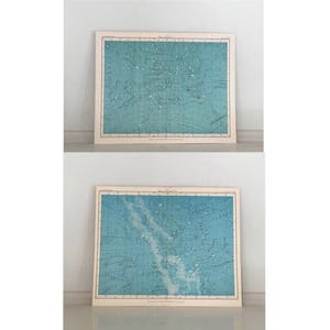 c. 1908 STAR MAPS- conjunto de 2 cartas estelares originales de la astronomía antigua impresiones - impresiones celestes azules