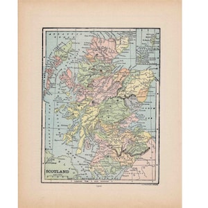c. 1910 SCOTLAND ANTIQUE map - original antique print - maps of the world - international cartography - United Kingdom