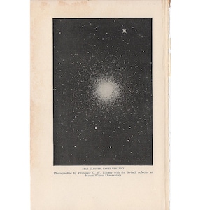 c. 1925 STERN CLUSTER Lithographie • Original Vintage Druck • Astronomie Druck • Himmelsdruck • Canes venatici