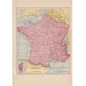 C. 1930 FRANCE or NETHERLANDS map - original vintage map - color lithograph - maps  of the world  - small colorful map - Belgium