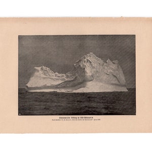 c.1900 ICEBERG lithograph • original antique print • Arctic Antarctic • Polar Ice • climate change • WInter • Titanic • Polar exploration