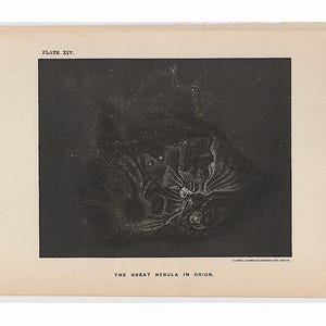 H. 1891 NEBEL IM ORION Lithographie • alter Originaldruck • kosmischer Druck • kosmischer Druck • Nebelfleck • Diffuser Nebel messier 42