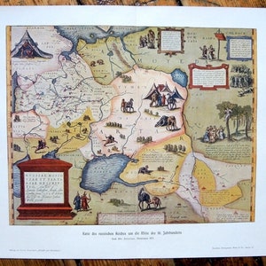 ca. 1900 MAP der RUSSISCHEN REICH • original antiker Druck - Ansicht aus dem 16. Jahrhundert