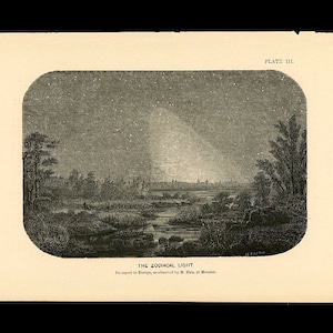 H. 1868 ZODIACAL LIGHT Lithographie • antike Original Lithographie • Galaxie Druck • Sternzeichen Wolke • Sonnensystem Druck