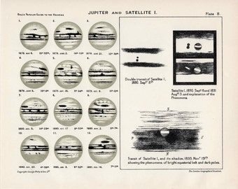 c. 1955 planet jupiter original vintage celestial astronomy print