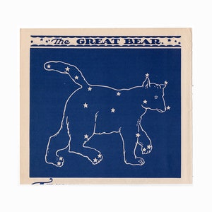 H. 1935 THE GREAT BEAR Konstellations Lithographie • original Vintage Druck • blaue Astronomie Druck - Die wichtigsten Sterne des Himmels