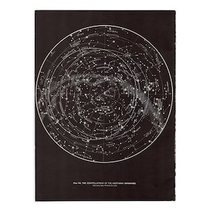 NORDEN HEMISPHÄRE STERNBILDER Druck c. 1959 • original vintage • Astronomie • Astronomie • Nordpol Karte