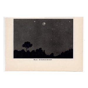 c. 1959 LUNAR ECLIPSE lithograph • original vintage lithograph • astronomy print • Solar System - celestial print • an eclipse of the Moon