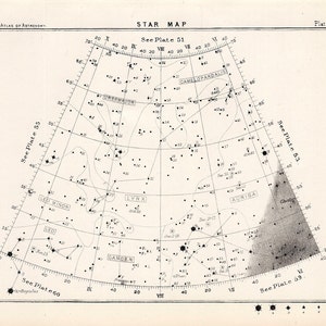 ca. 1892 STAR MAP 54 • original antik Druck • Astronomie Druck • himmlischen Druck • Konstellation Druck • Stern-Diagramm • himmlische Dekor