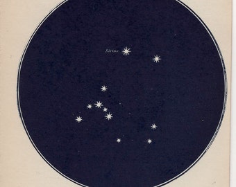 1910 mini constellation figures original antique celestial astronomy print -  map 15