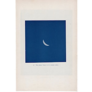 c. 1944 Litografía PLANETA VENUS - impresión vintage original • impresión astronómica • impresión del Sistema Solar • celeste azul • Saturno en el reverso