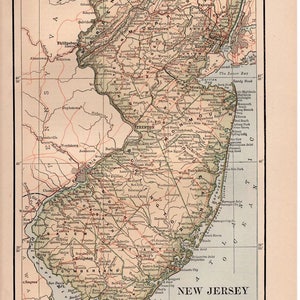 NEW JERSEY MAP C. 1893 - Antique Lithograph - Maps of the United States ...