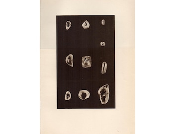UNCUT DIAMONDS lithograph c. 1934 • original vintage print • sepia lithograph • gem stones print - geology print • diamond mine print