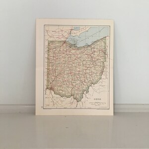 c. 1893 OHIO MAP - antique lithograph - United States of America - U.S.A. - old state map - state maps - midwestern great lakes region