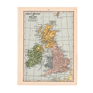 c. 1931 GREAT BRITAIN & IRELAND map lithograph • original vintage map • vintage print • U.K. map • England Wales, and Scotland map