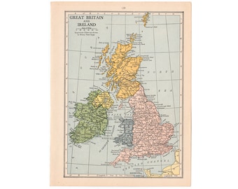 1906 年のイギリス諸島のアンティーク地図、グレート ブリテンおよび