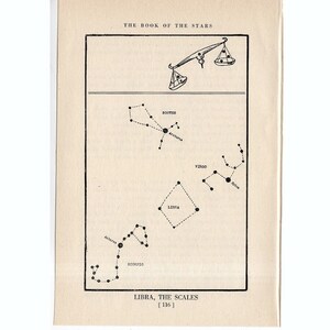 ca. 1944 Waage - CONSTELLATION FIGURE Druck - original Vintage Astronomie Druck - Sternkarte - himmlische Lithographie - die Schuppen