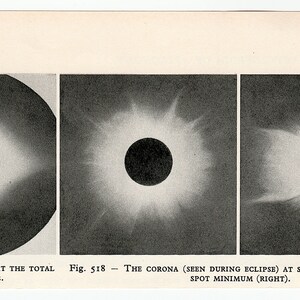 c. 1959 TOTAL SOLAR ECLIPSE lithograph original vintage print total eclipse print astronomy solar corona celestial Solar eclipse image 4