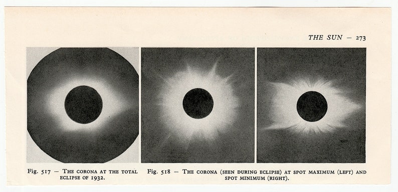 c. 1959 TOTAL SOLAR ECLIPSE lithograph original vintage print total eclipse print astronomy solar corona celestial Solar eclipse image 4