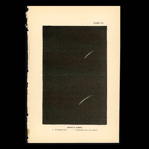 c. 1868 DONATI&#39;S COMET lithograph • original antique print • celestial • astronomy print • comet head • comet tail • in September