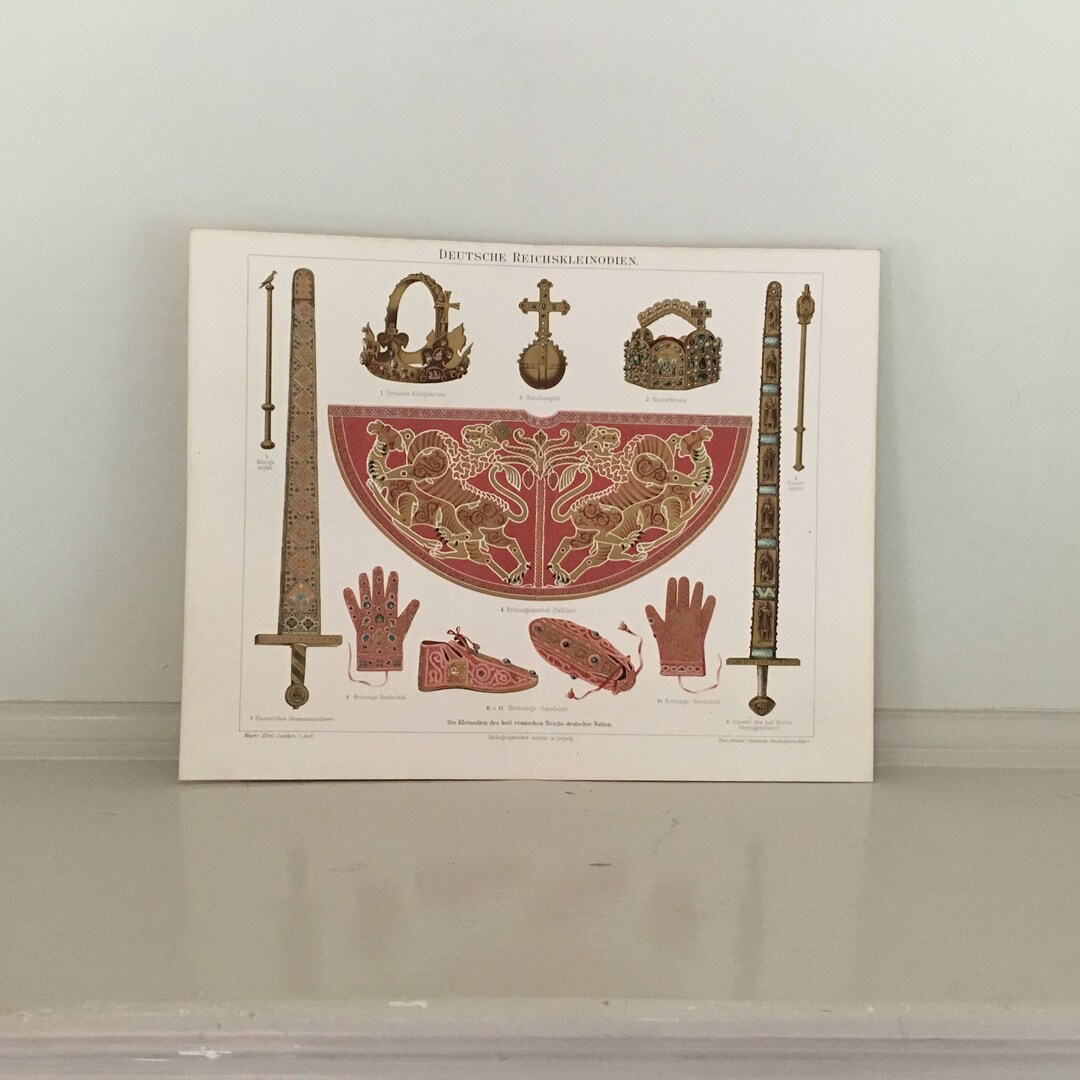 1894 German Crown Jewels Original Antique Culture Llithograph Etsy