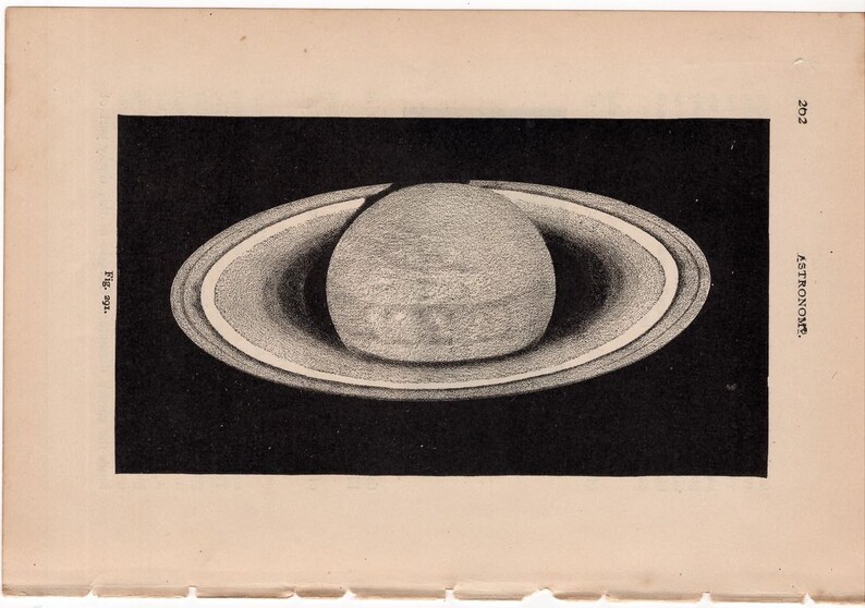 antique print SATURN PLANET PRINT c. 1884 original antique astronomy print celestial print Saturn print image 4