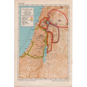 ca. 1952 PALESTINE MAP • original Vintage Karte • Nahost-Karte • Das Heilige Land Karte • Palästina während der Zeit von Jesus & Herodes der Große