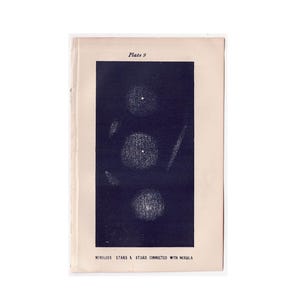 ¡Raro! c. 1850 ESTRELLAS NEBULOSAS grabado • impresión antigua original • impresión astronómica • celeste azul cobalto • sistema solar