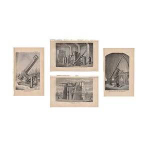 c. 1872 TELESCOPES & ASTRONOMICAL INSTRUMENTS - original antique astronomy prints - astronomy instruments - engravings set of 4