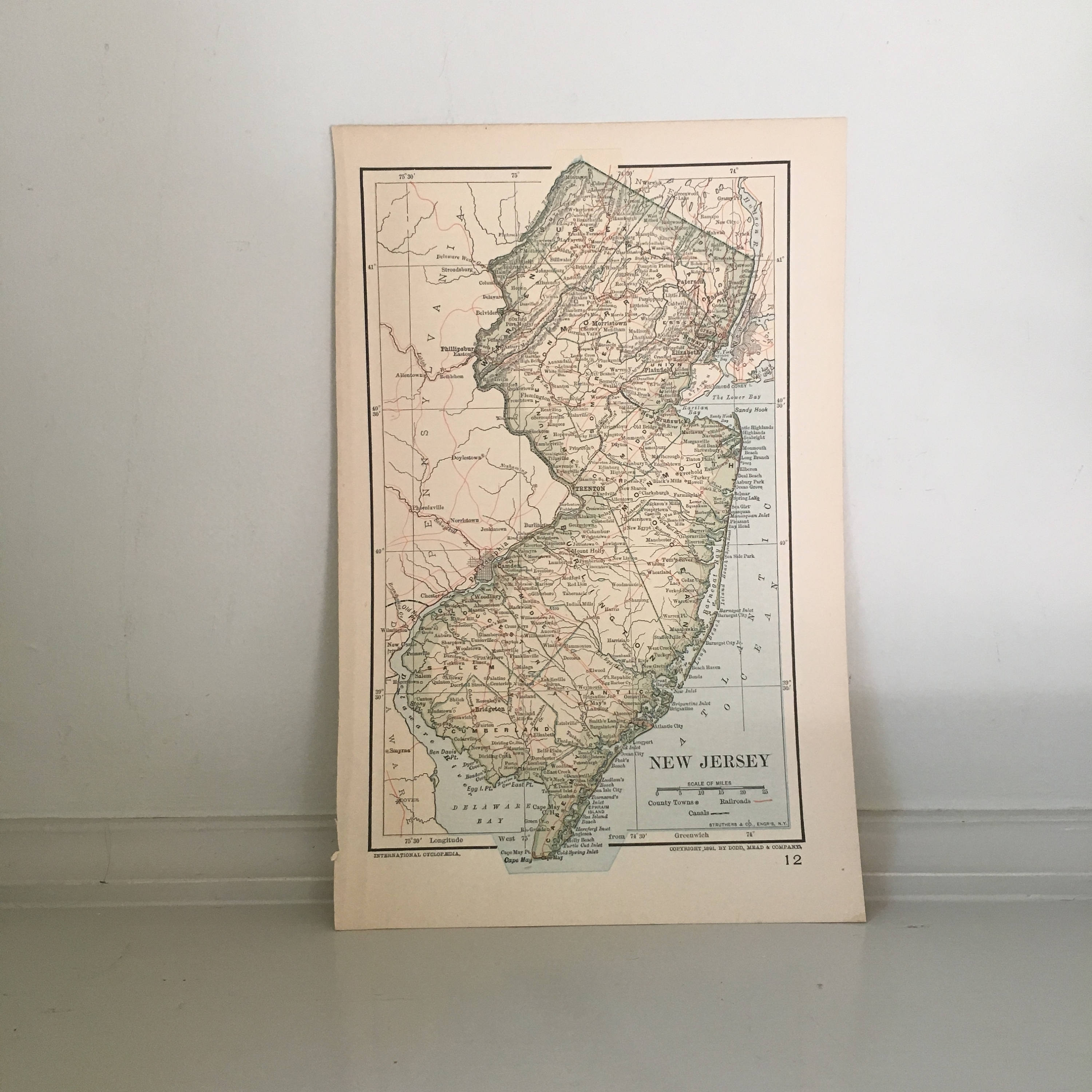NEW JERSEY MAP C. 1893 - Antique Lithograph - Maps of the United States ...