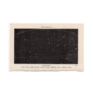 C. 1924 IMPRESIÓN DE ASTRONOMÍA ANTIGUA • cielo nocturno • impresión antigua original • mapa estelar • impresión celestial y copia de la clave de las constelaciones impresas