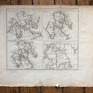 H. 1773 ARKTISCHE GEBIETE KARTE - antike Landkarte - Kanada Karte - Hudson und Baffin Bay - Asien Karte - Sibirien Karte