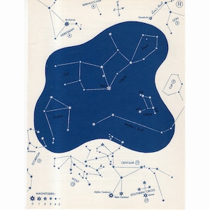 CONSTELLATION STAR MAP c. 1966 - impresión de astronomía vintage - impresión celeste azul - no. 11 - Constelaciones del norte