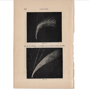 antique print • COMETs PRINT • c. 1882 • original antique astronomy print • celestial print • comet tails print