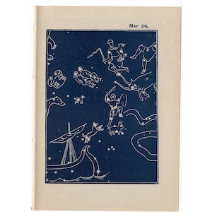 1944 CAPELLA QUARTER invierno CONSTELLATION estrellas litografía - mini mapa de constelación - impresión vintage original - astronomía celestial - no 26