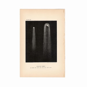 c. 1900 Impressão do COMETA DE COGGIA • impressão antiga original • impressão celestial • impressão astronômica • cabeças de cometas • cauda de cometa • Grande Cometa de 1874