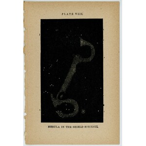 c. 1848 NEBULA Lithographie • original antiker Druck • himmlischer Astronomie Druck • im Schild Sobieski Druck