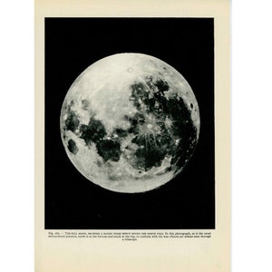 c. 1959 FULL MOON lithograph - original vintage astronomy print - lunar print - solar system print - outer space print - Earth print