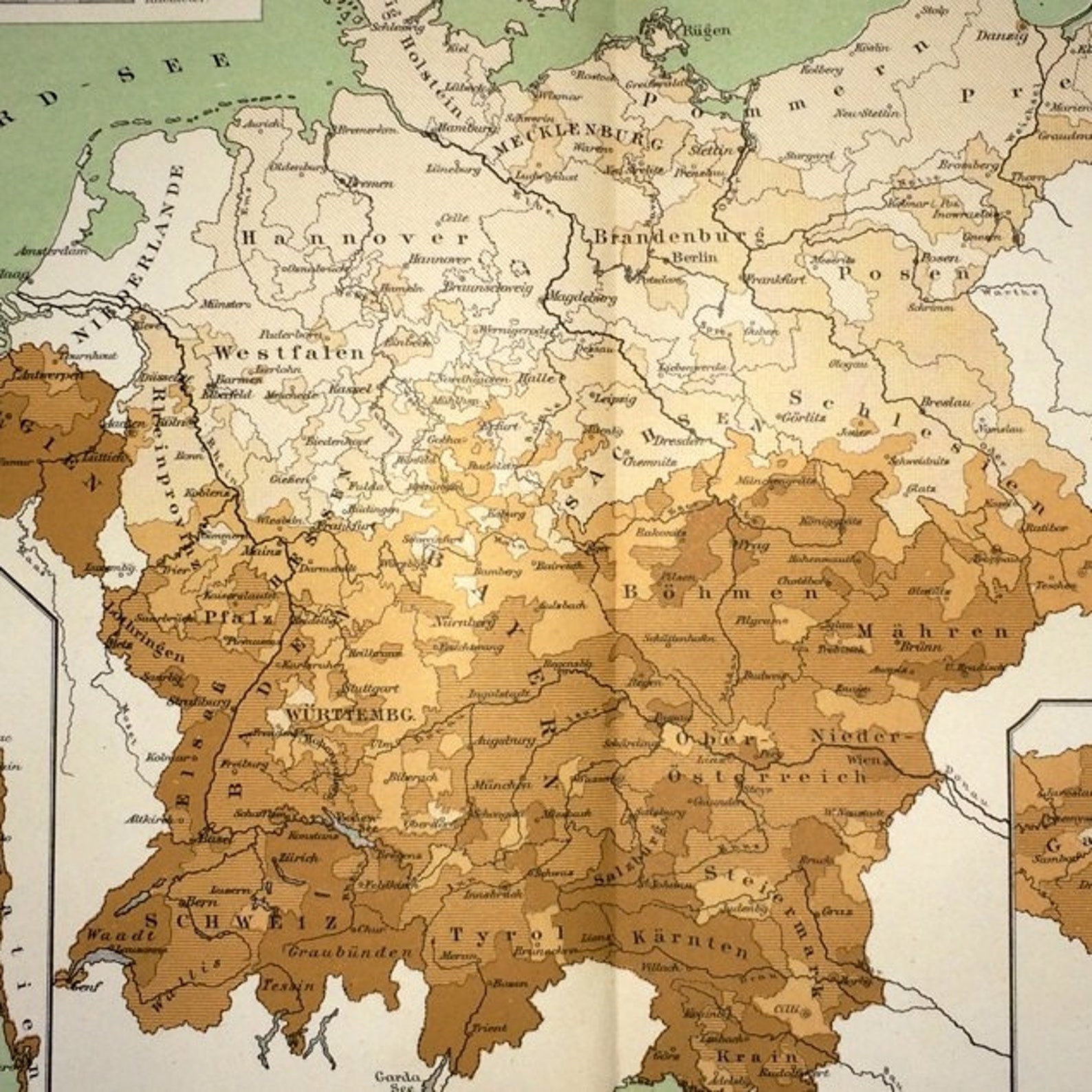 1894 MIDDLE EUROPE MAP Europe Original - Il 1588xN.585140717 Hi52