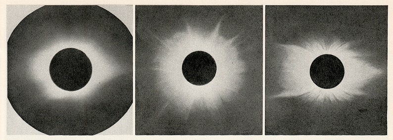 c. 1959 TOTAL SOLAR ECLIPSE lithograph original vintage print total eclipse print astronomy solar corona celestial Solar eclipse image 3