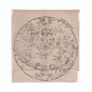 H. 1842 NORDERHEMISPHÄRE KONSTELLATIONEN Gravur • antiker Originaldruck • Astronomie Druck • Wanddeko • Sternenkarte • Karte von 1842