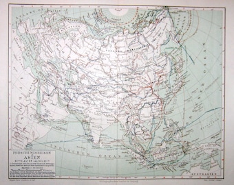 1894 ASIA MPA -  original antique map print