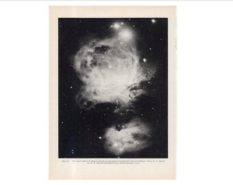 vintage print c. 1959 ORION NEBULA PRINT - astronomy print - original vintage lithograph - star system or stellar system print