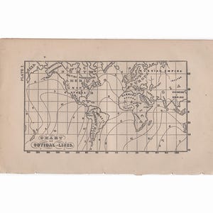 H. 1867 GEZEITENKARTE gravur • antiker originaldruck • Weltkarte der Gezeitenlinien • Gezeitenkarte • Gezeitenkarte
