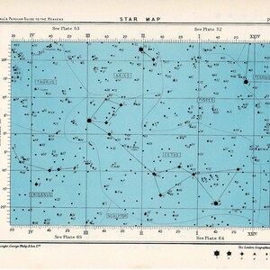 C. 1955 STAR MAP 58 • impresión vintage original • impresión celestial • impresión de constelaciones • impresión astronómica • con mapa 57 al revés