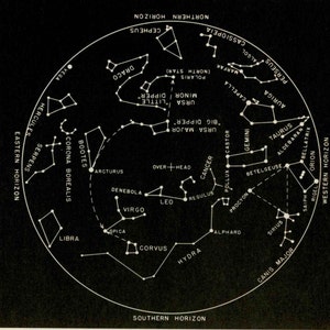 c.1977 DECEMBER STAR MAP celestial zodiac constellation print vintage astronomy print predawn sky chart showing planets & asterisms image 3