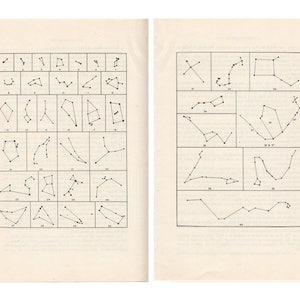c. 1977 STERNBILD FORMEN - 2er Set original Vintage Drucke - Celestial Prints • Astronomie Drucke • Sternbild Figuren