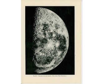 c. 1968 MOON lithograph - lunar landscape lithograph - vintage astronomy print - moon surface view - moon mara and lunar craters